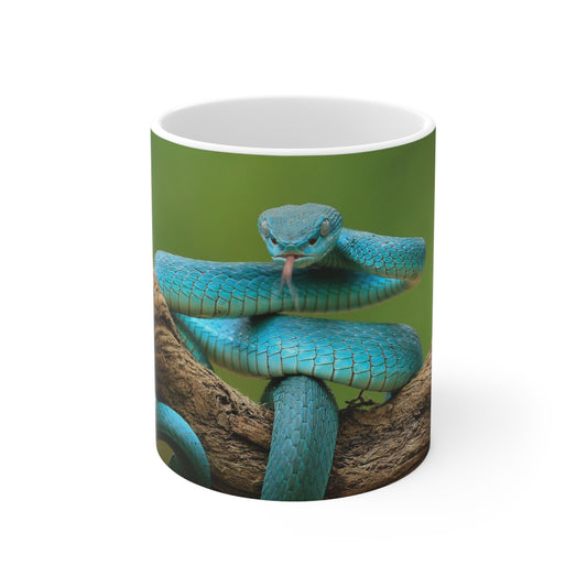 Blue Snake White Ceramic Mug